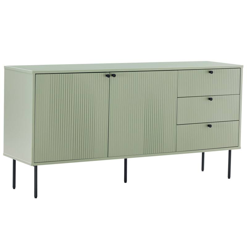 Büfett 2 Türen und 3 Schubladen aus Stahl und MDF FSC® Melamindekor 150 cm