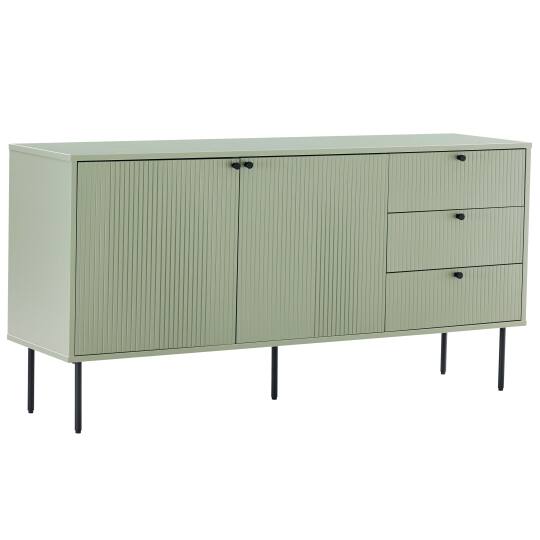 Sideboard 2 Türen, 3 Schubladen mit Lamellenoptik, 150 cm | Oviala