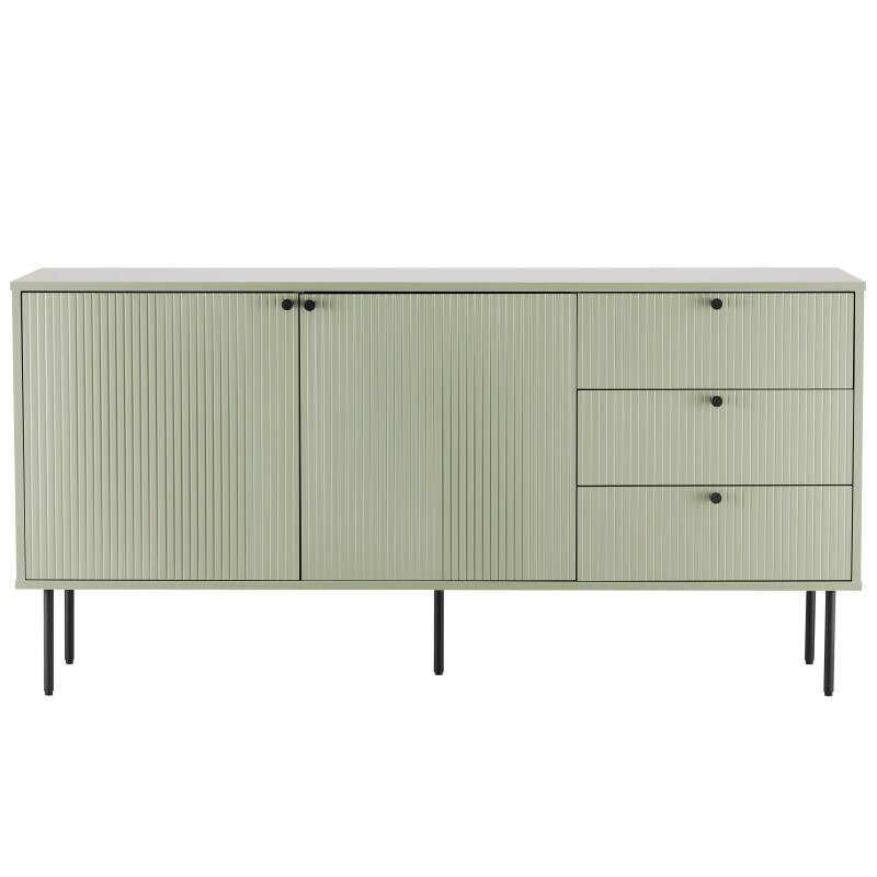 Büfett 2 Türen und 3 Schubladen aus Stahl und MDF FSC® Melamindekor 150 cm (2/8)