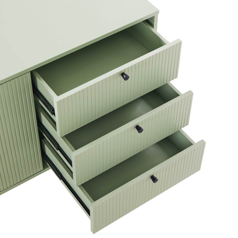 Büfett 2 Türen und 3 Schubladen aus Stahl und MDF FSC® Melamindekor 150 cm (5/8)