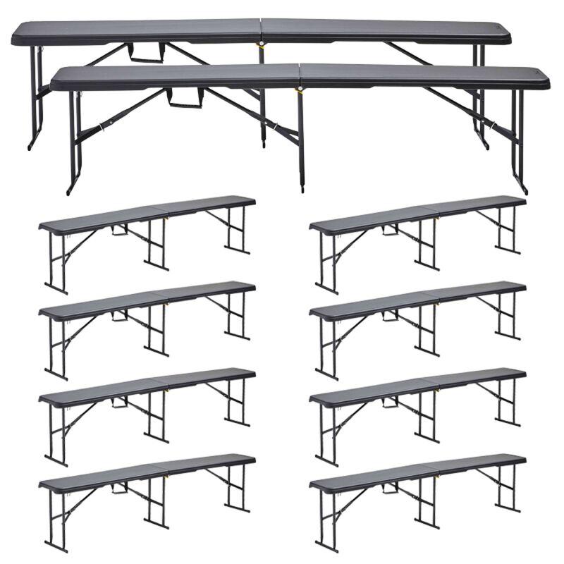 Set mit 10 Klappbänken 180 cm – Schwarz