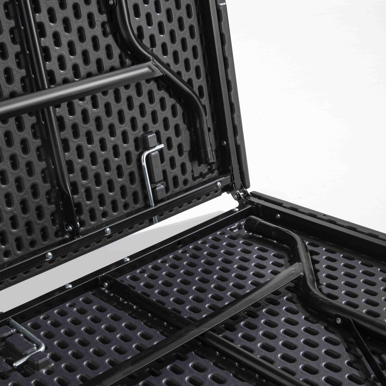 Set mit 10 schwarzen HDPE-Klapptischen 180 cm – 8 Plätze