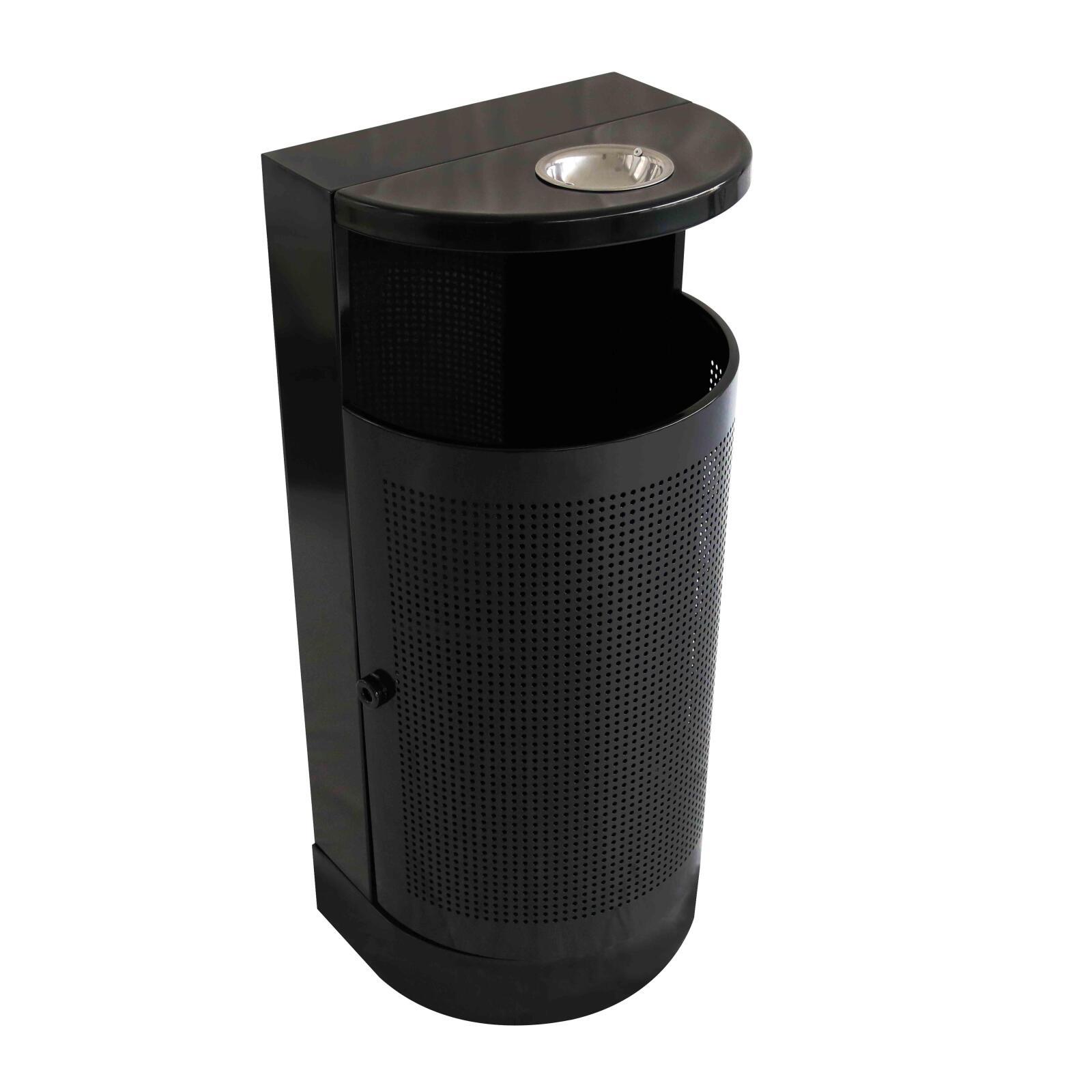 Wandmontierter Mülleimer und Aschenbecher aus Stahl für den Außenbereich – 29 l Wandmontierter Mülleimer und Aschenbecher aus Stahl für den Außenbereich – 29 l