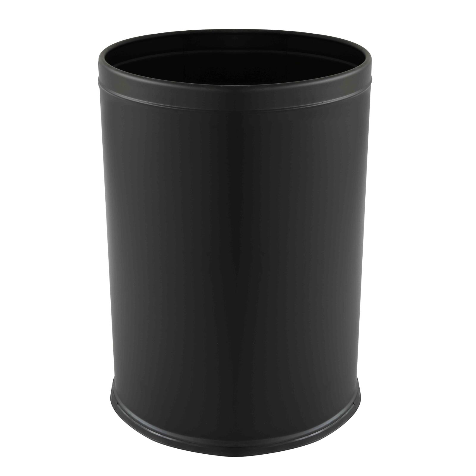 Runder Mülleimer aus mattschwarzem Stahl, 240 l