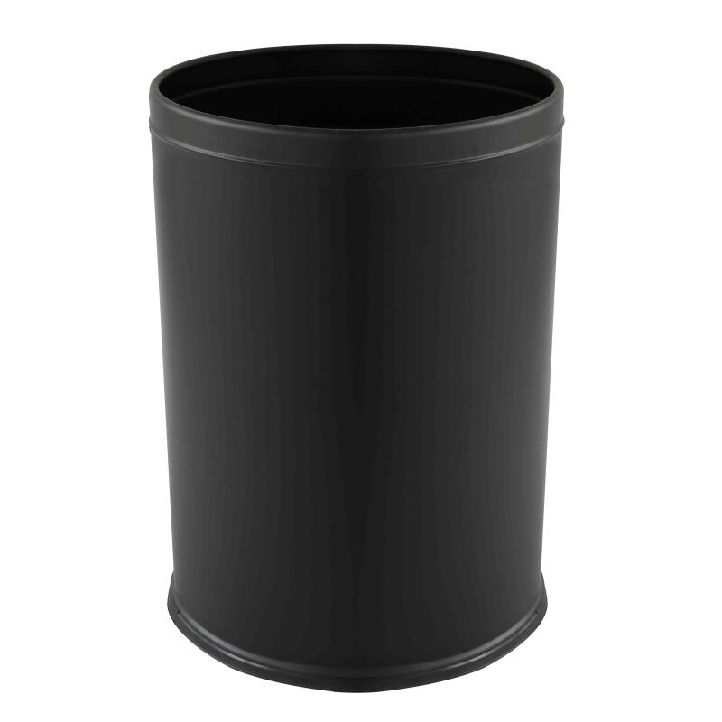 Runder Mülleimer aus mattschwarzem Stahl, 240 l