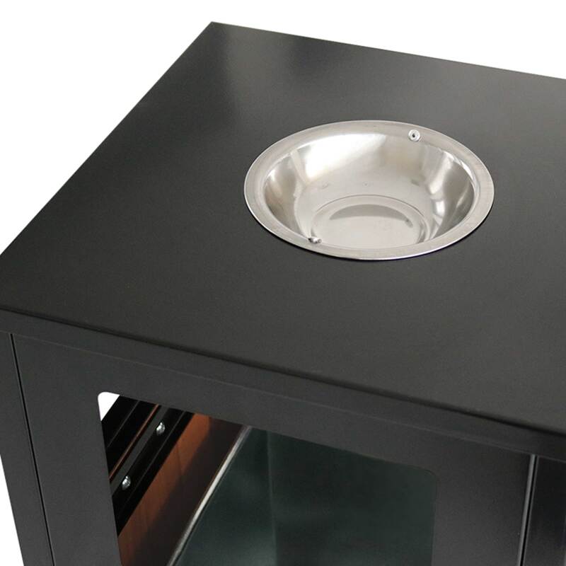 Set mit 2 Mülleimern aus Stahl und Polyholz mit Aschenbecher – 29 l