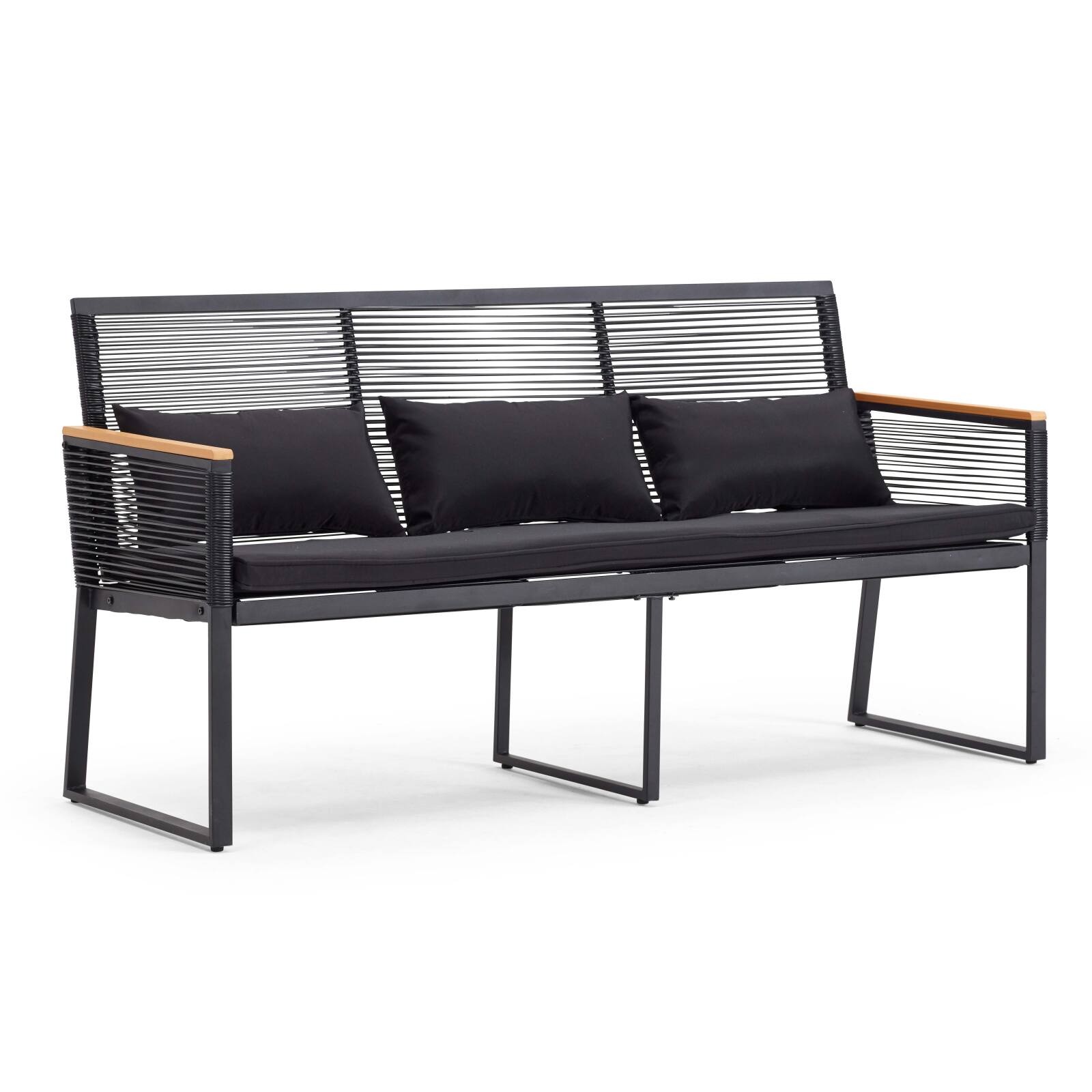 Gartenmöbel aus schwarzen geflochtenen Drähten – 5 Sitzplätze