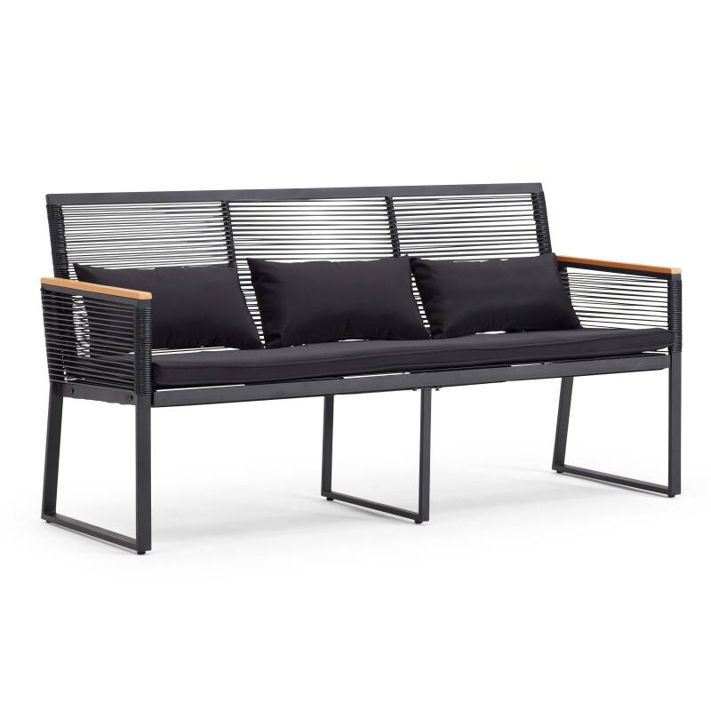 Gartenmöbel aus schwarzen geflochtenen Drähten – 5 Sitzplätze