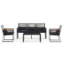 Gartenmöbel aus schwarzen geflochtenen Drähten – 5 Sitzplätze