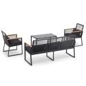 Gartenmöbel aus schwarzen geflochtenen Drähten – 5 Sitzplätze