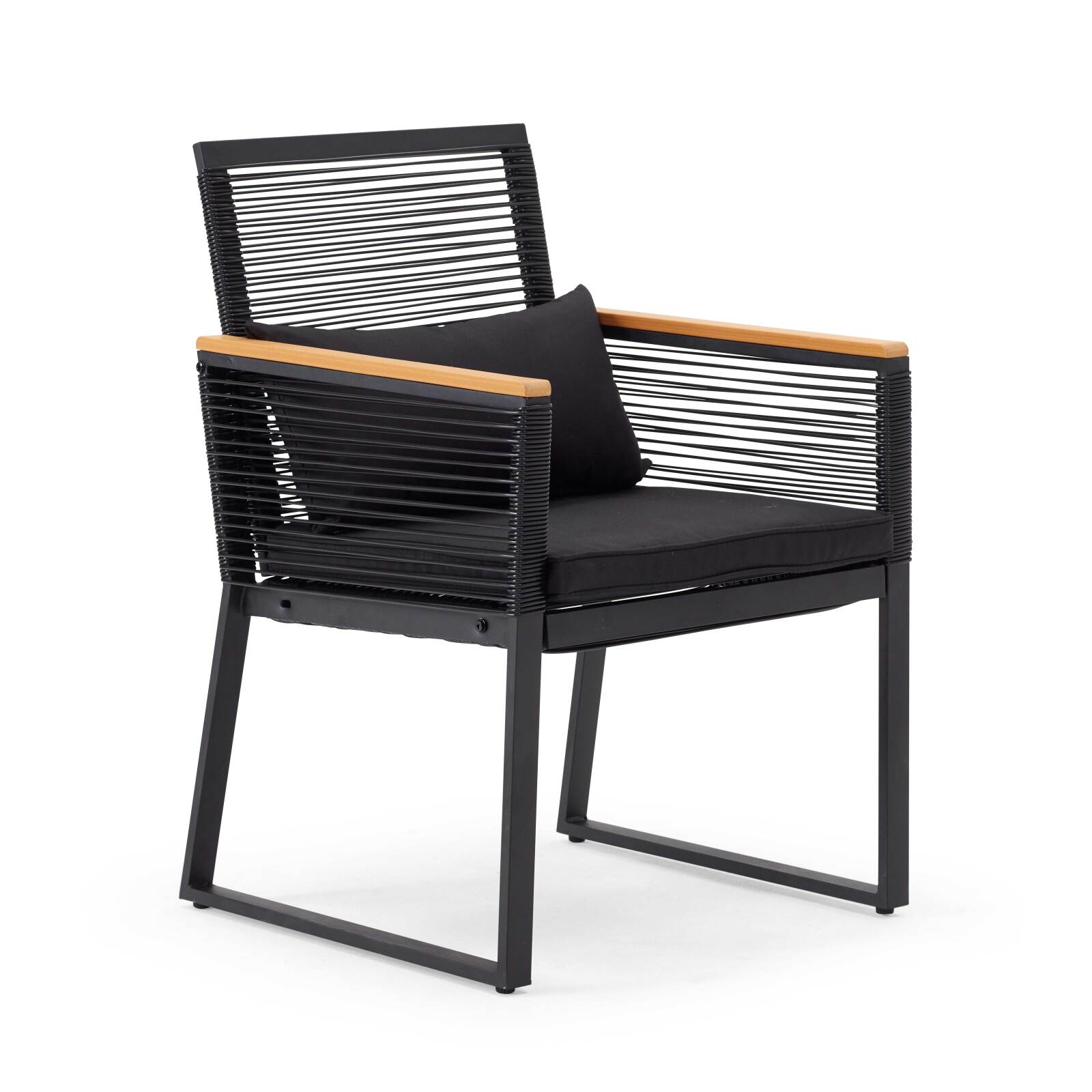 Gartenmöbel aus schwarzen geflochtenen Drähten – 5 Sitzplätze