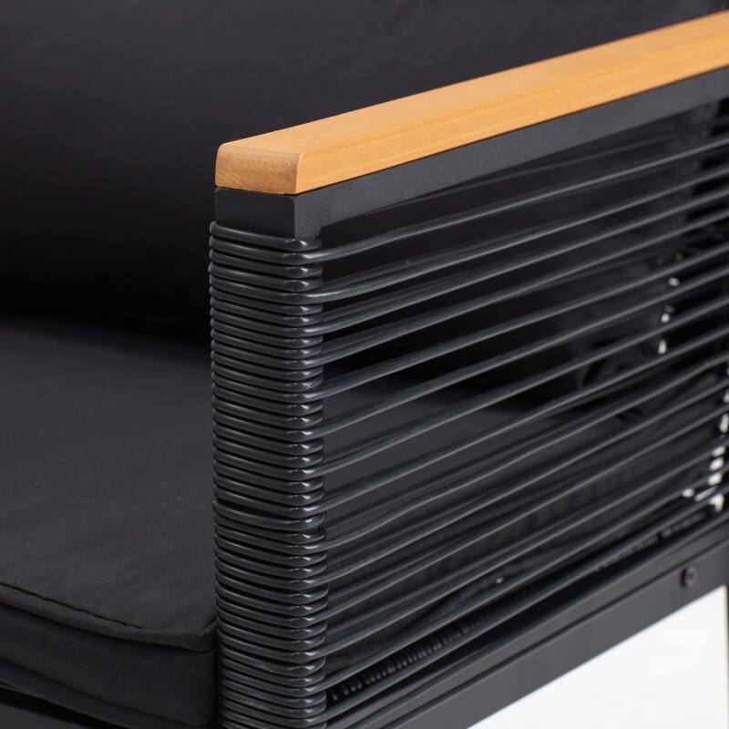 Gartenmöbel aus schwarzen geflochtenen Drähten – 5 Sitzplätze