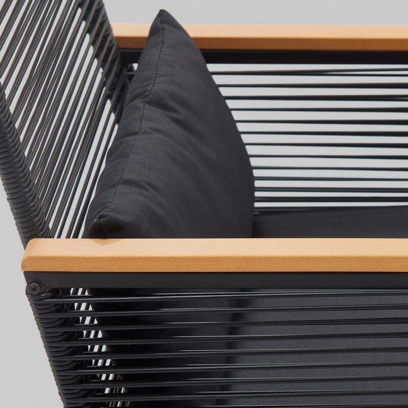 Gartenmöbel aus schwarzen geflochtenen Drähten – 5 Sitzplätze