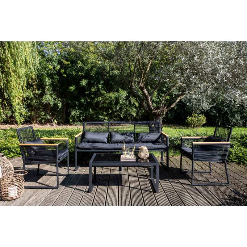 Gartenmöbel aus schwarzen geflochtenen Drähten – 5 Sitzplätze