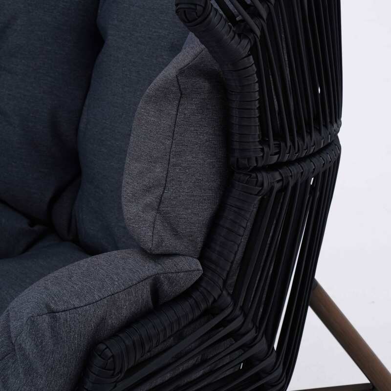 Ei-Gartensessel auf Stahl- und Rattangestell, 142 cm