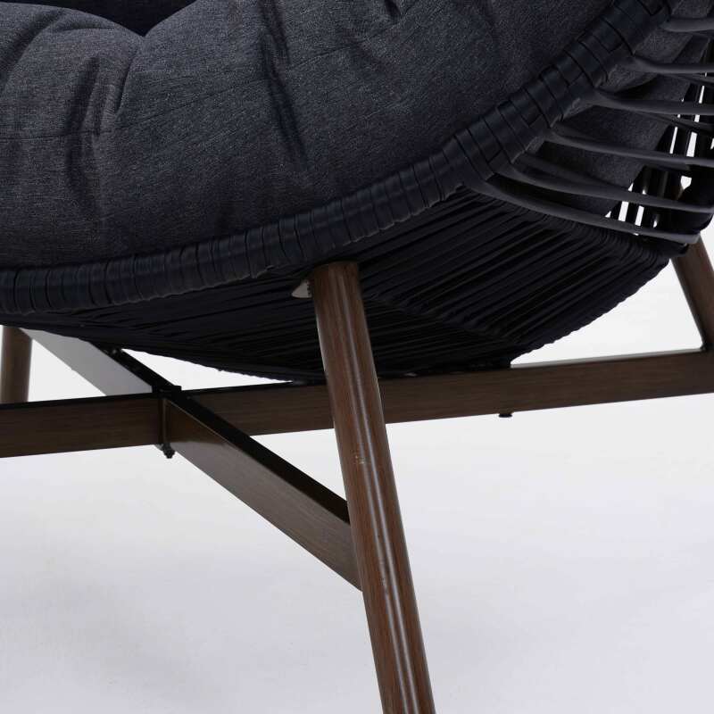 Ei-Gartensessel auf Stahl- und Rattangestell, 142 cm