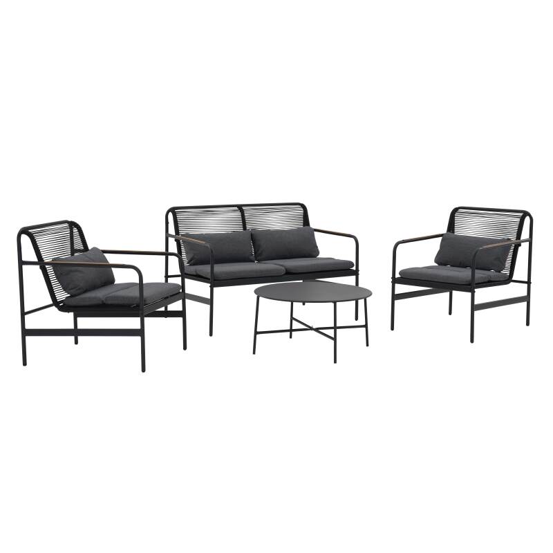 4-Sitzer-Gartenmöbel aus Metall mit 1 Sofa, 2 Sesseln und Couchtisch