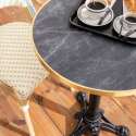 Terrassentisch ⌀60 cm, laminiert und 2 Bistrostühle aus synthetischem Rattan