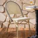 Terrassentisch ⌀60 cm, laminiert und 2 Bistrostühle aus synthetischem Rattan