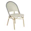 Terrassentisch ⌀60 cm, laminiert und 2 Bistrostühle aus synthetischem Rattan