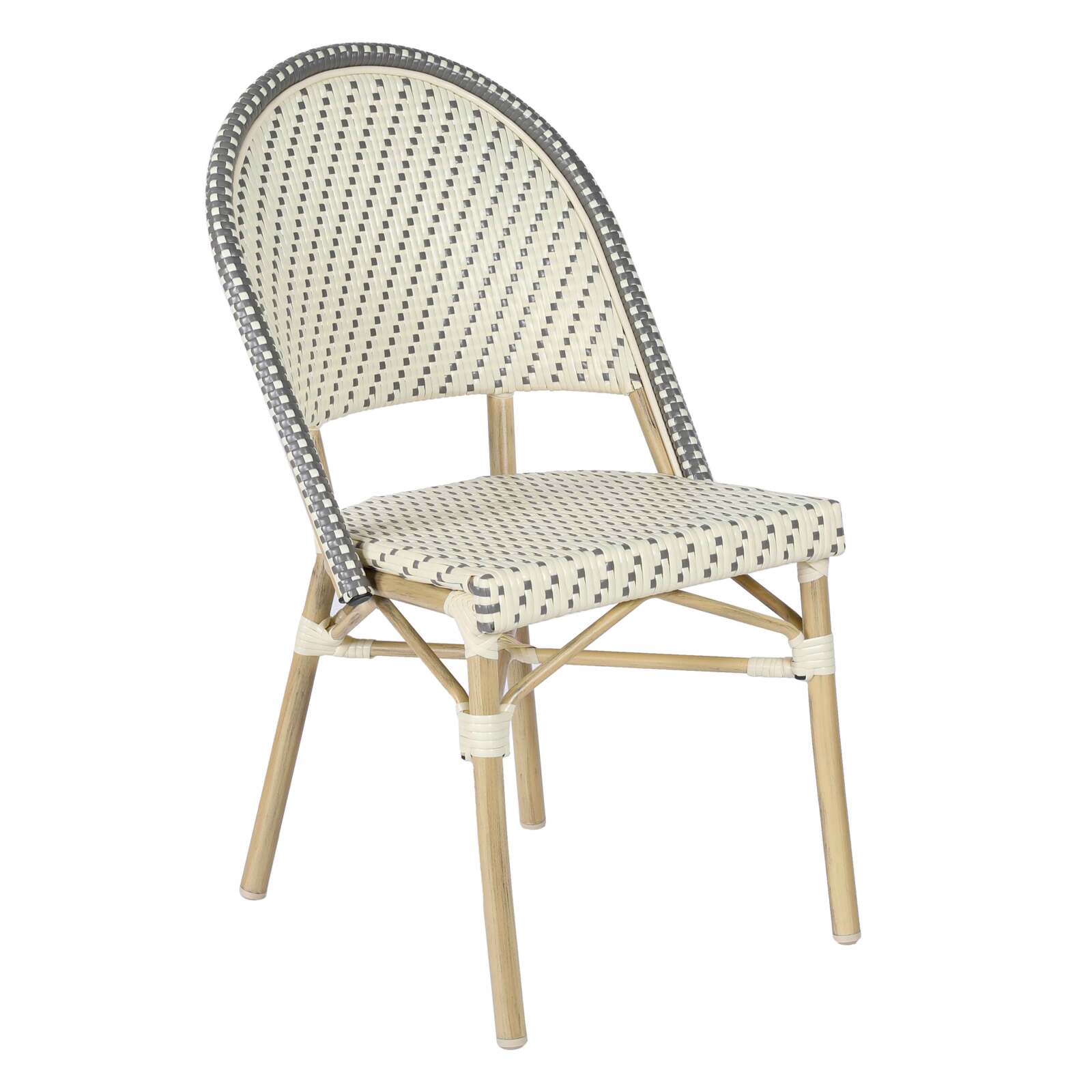Terrassentisch ⌀60 cm, laminiert und 2 Bistrostühle aus synthetischem Rattan