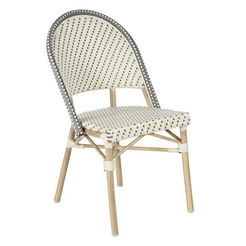 Terrassentisch ⌀60 cm, laminiert und 2 Bistrostühle aus synthetischem Rattan (8/9)