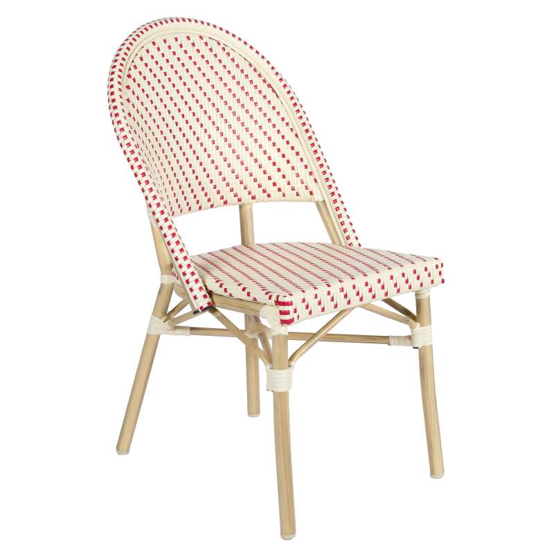 Terrassentisch ⌀60 cm, laminiert und 2 Bistrostühle aus synthetischem Rattan