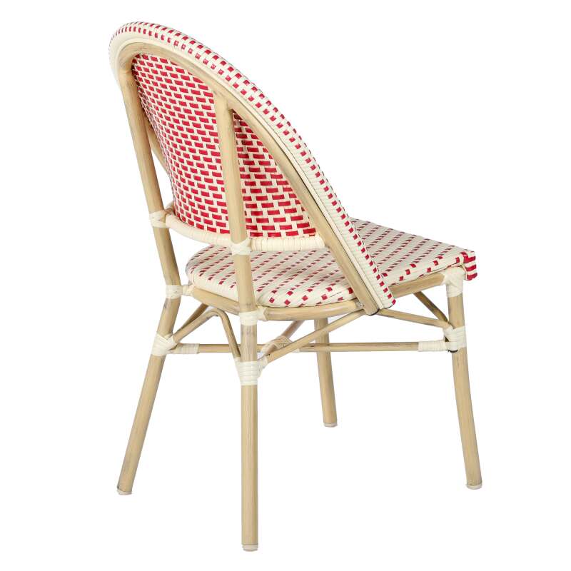 Terrassentisch ⌀60 cm, laminiert und 2 Bistrostühle aus synthetischem Rattan