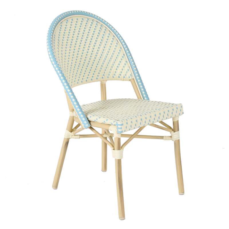 Terrassentisch ⌀60 cm, laminiert und 2 Bistrostühle aus synthetischem Rattan