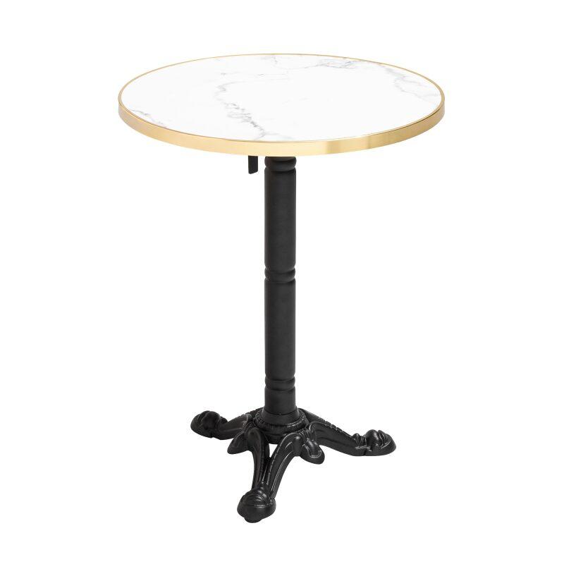 Terrassentisch ⌀60 cm, laminiert und 2 Bistrostühle aus Aluminium und synthetischem Rattan
