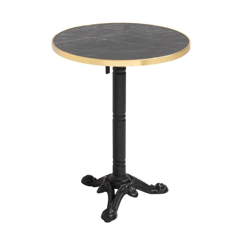 Terrassentisch ⌀60 cm, laminiert und 2 Bistrostühle aus Aluminium und synthetischem Rattan