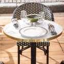 Terrassentisch ⌀60 cm, laminiert und 2 Bistrostühle aus Aluminium und synthetischem Rattan