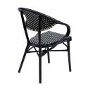 Terrassentisch ⌀60 cm, laminiert und 2 Bistrostühle aus Aluminium und synthetischem Rattan