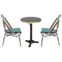 Terrassentisch ⌀60 cm, laminiert und 2 Stühle im Pariser Bistro-Stil