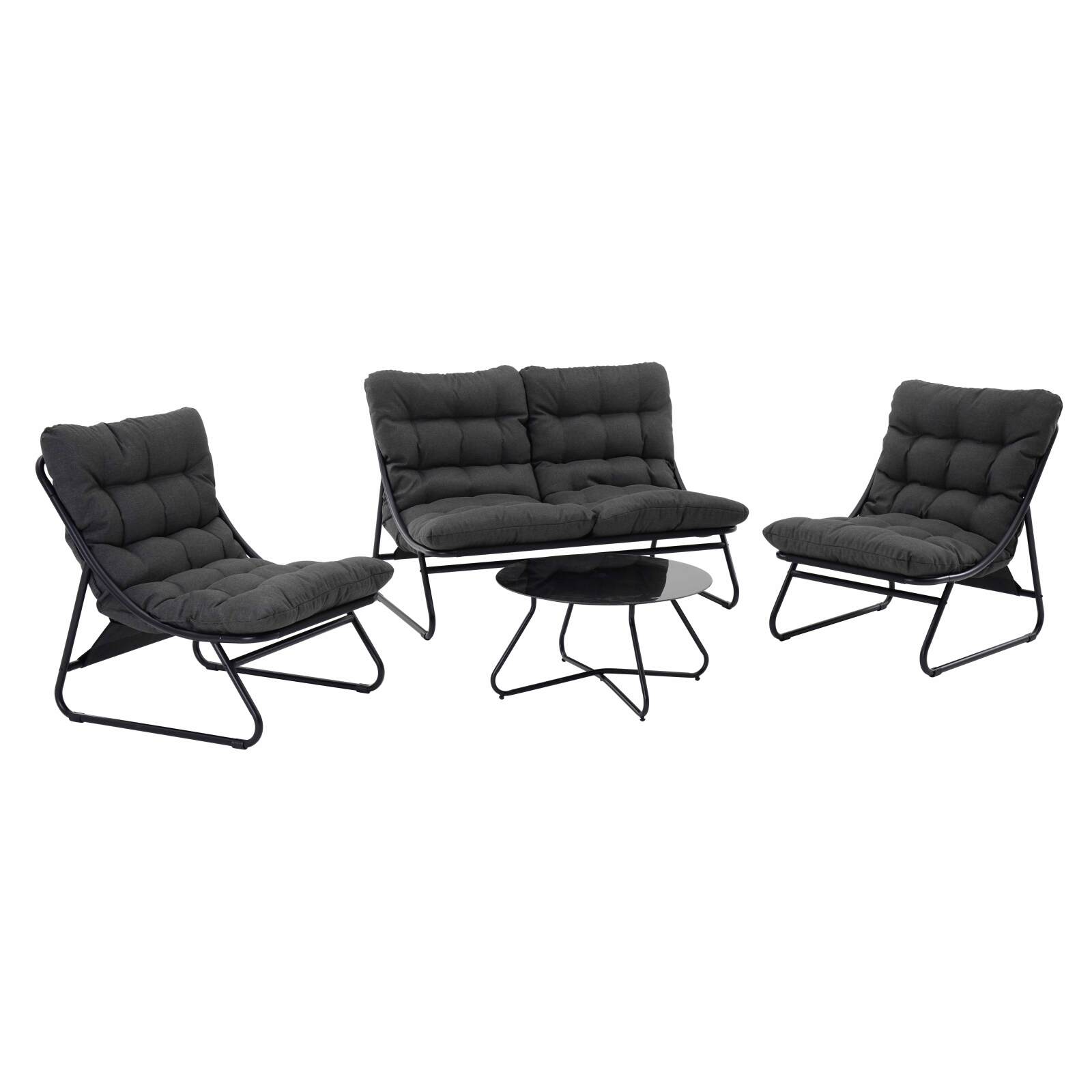 4-Sitzer-Gartenmöbel aus Metall mit 1 Sofa, 2 Sesseln und Couchtisch