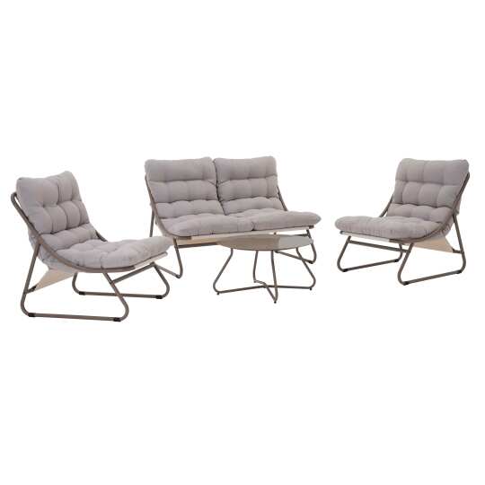 4-Sitzer-Gartenmöbel aus Metall mit 1 Sofa, 2 Sesseln und Couchtisch