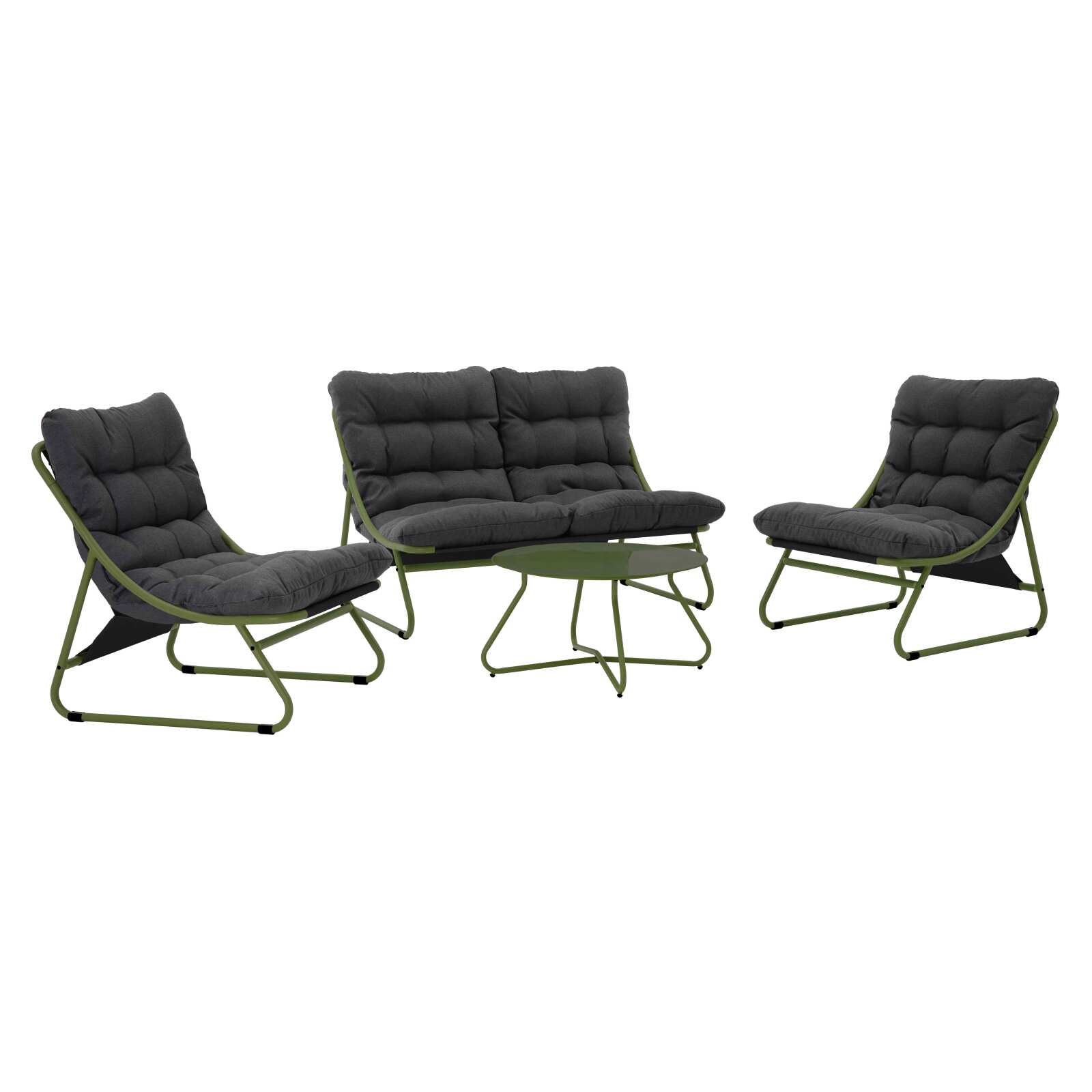 4-Sitzer-Gartenmöbel aus Metall mit 1 Sofa, 2 Sesseln und Couchtisch