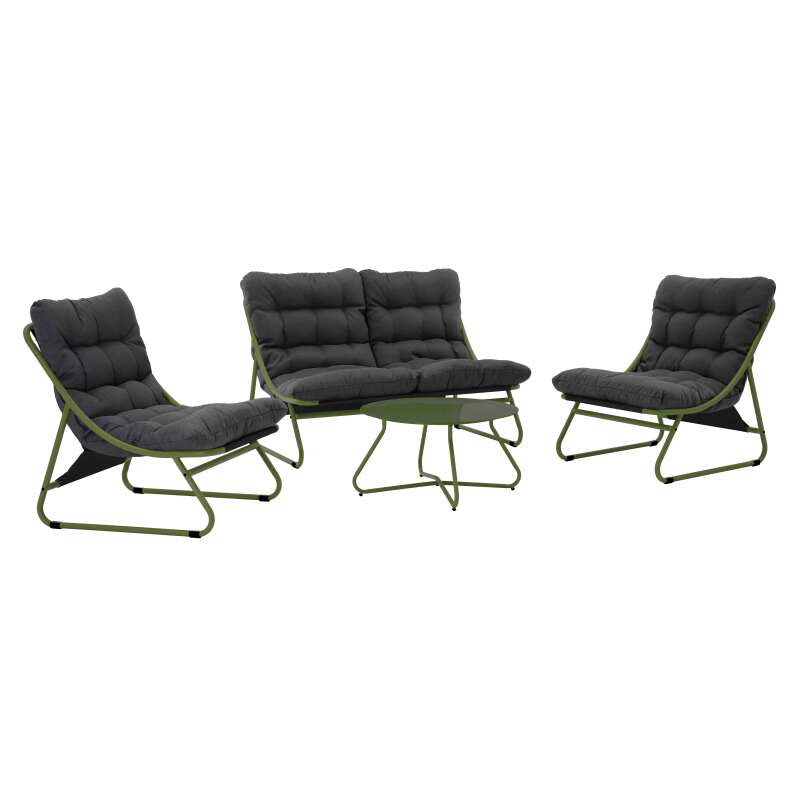 4-Sitzer-Gartenmöbel aus Metall mit 1 Sofa, 2 Sesseln und Couchtisch