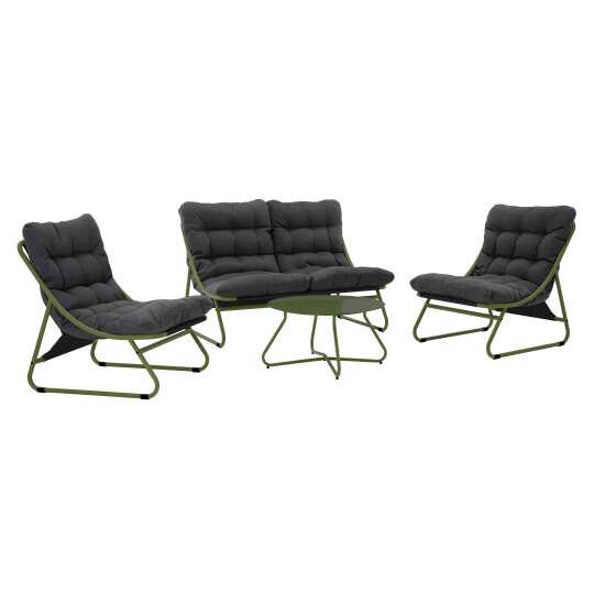 4-Sitzer-Gartenmöbel aus Metall mit 1 Sofa, 2 Sesseln und Couchtisch