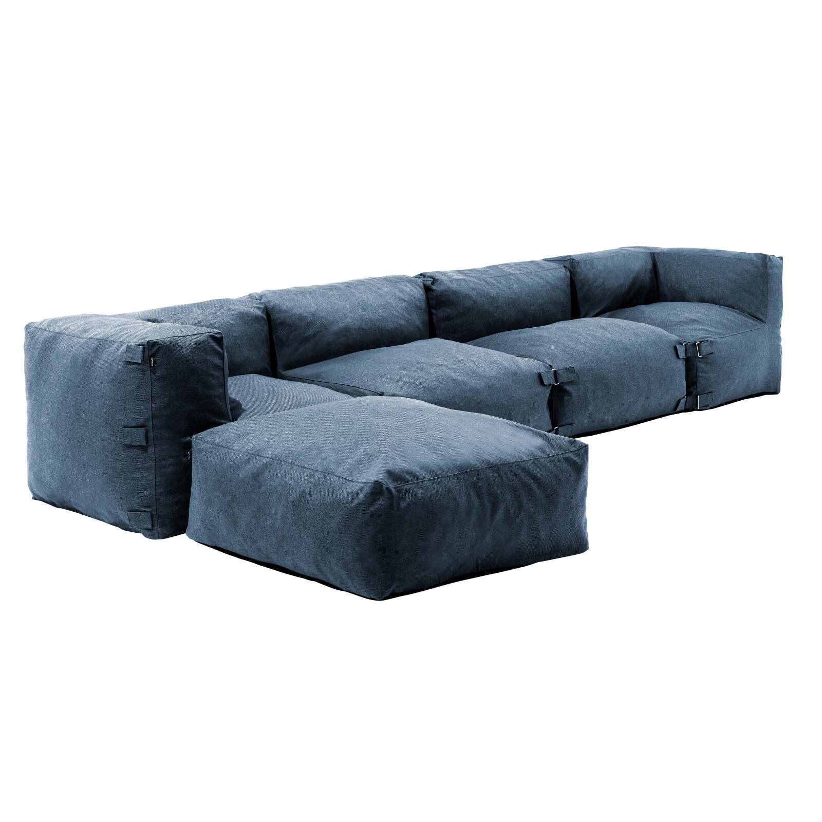 Modulares Ecksofa mit 2 niedrigen Sesseln, 2 Ecksesseln und 1 Ottomane Modulares Ecksofa mit 2 niedrigen Sesseln, 2 Ecksesseln und 1 Ottomane