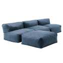 Modulares Ecksofa mit 3 Sesseln und 1 Hocker