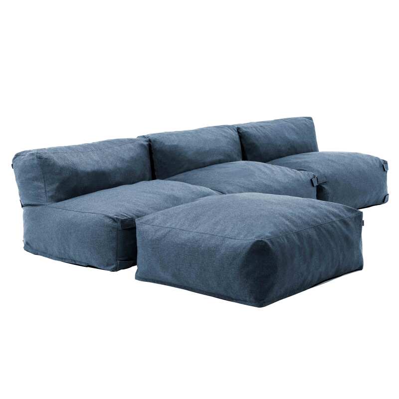 Modulares Ecksofa mit 3 Sesseln und 1 Hocker
