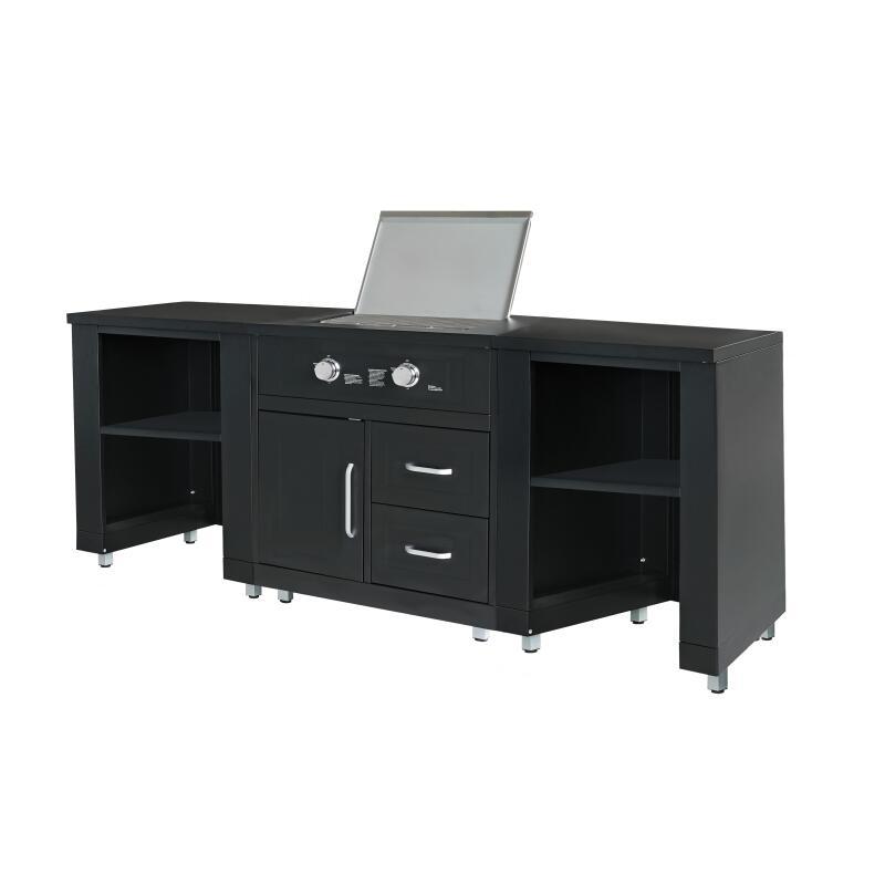 3-Element-Außenküche aus Stahl mit Gasherd