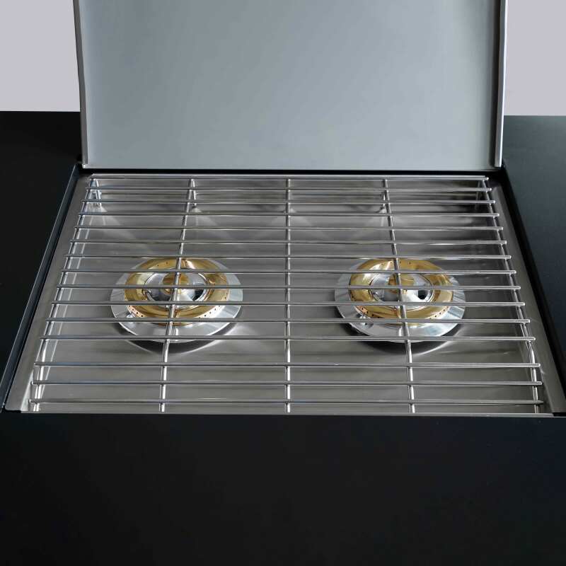 3-Element-Außenküche aus Stahl mit Gasherd