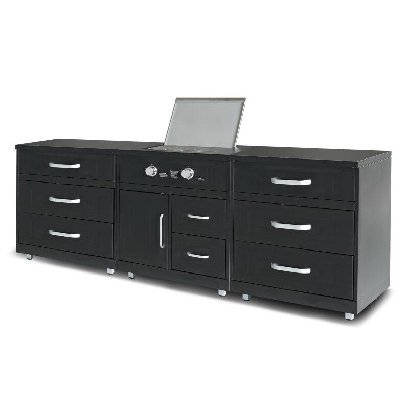 3-Element-Außenküche aus Stahl mit Gasherd