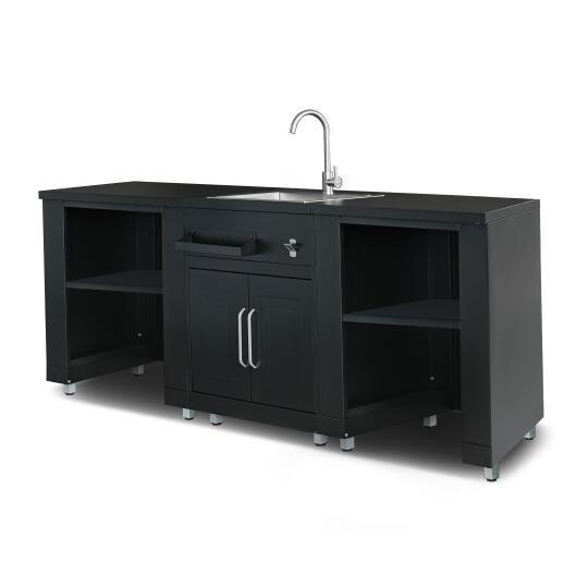 Outdoor-Küche aus Metall mit Outdoor-Spüle und Stauraum – 3 Module | Oviala
