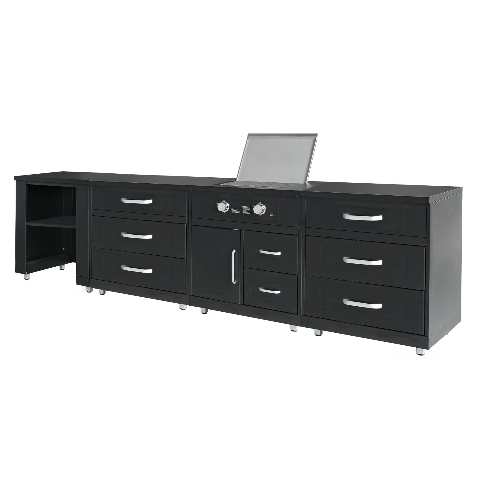 4-Element-Außenküche aus Stahl mit Gasherd