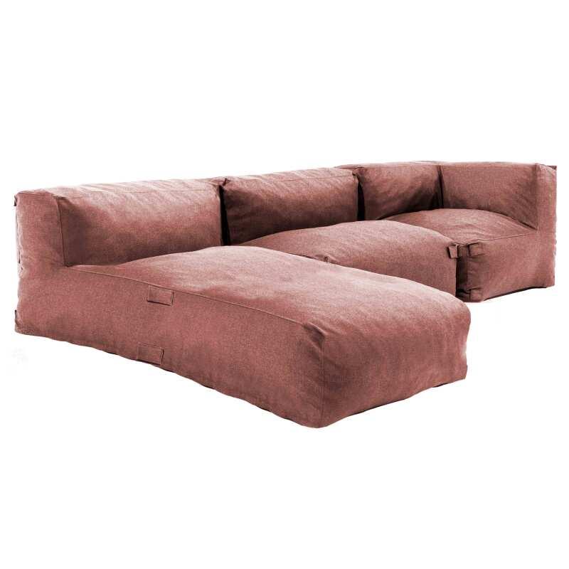 Modulare Gartenmöbel mit 1 Kaminsessel, 1 Ecksessel und 1 Chaiselongue 