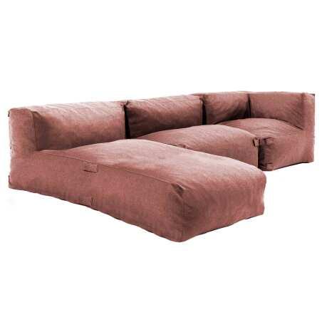 Modulare Gartenmöbel mit 1 Kaminsessel, 1 Ecksessel und 1 Chaiselongue 