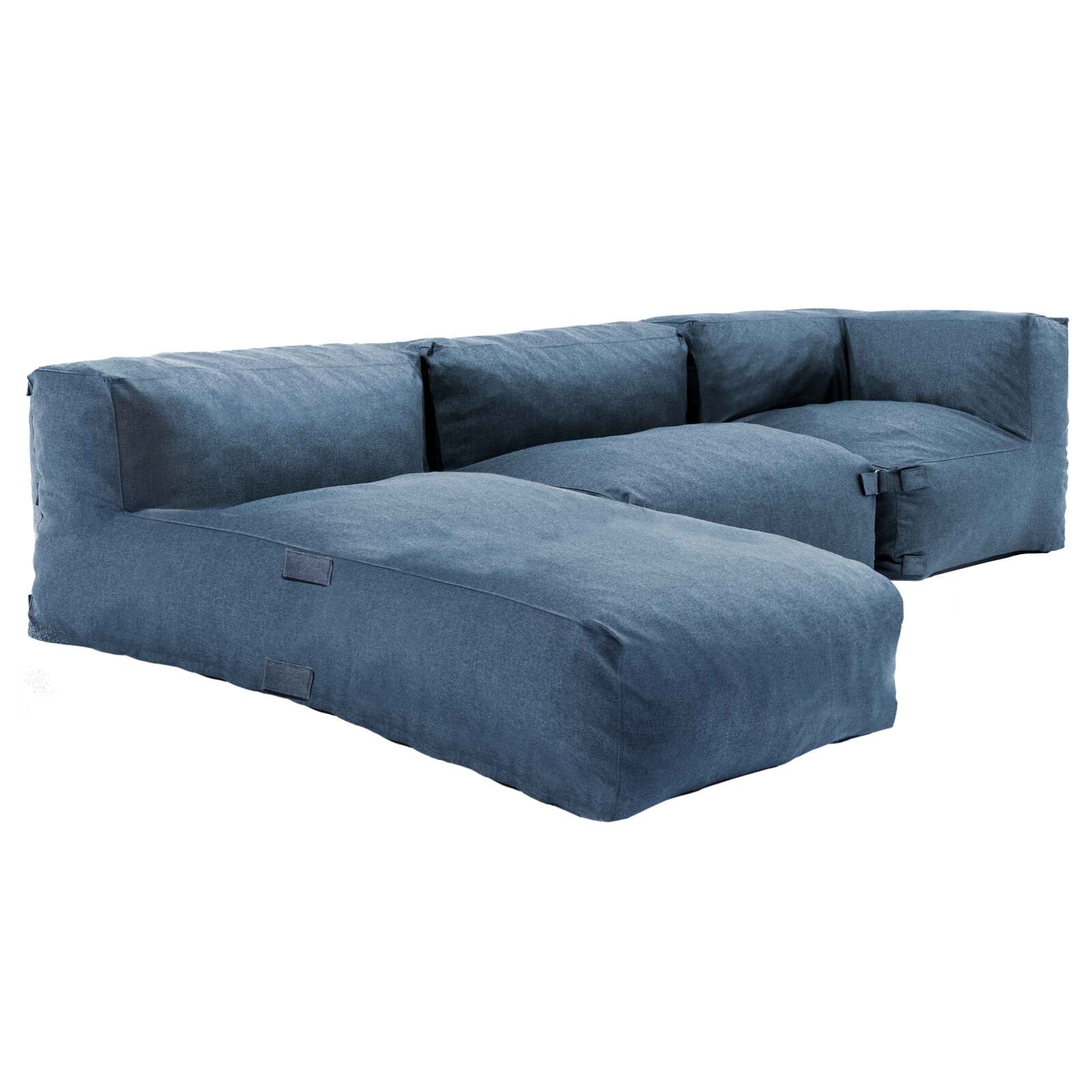 Modulare Gartenmöbel mit 1 Kaminsessel, 1 Ecksessel und 1 Chaiselongue 